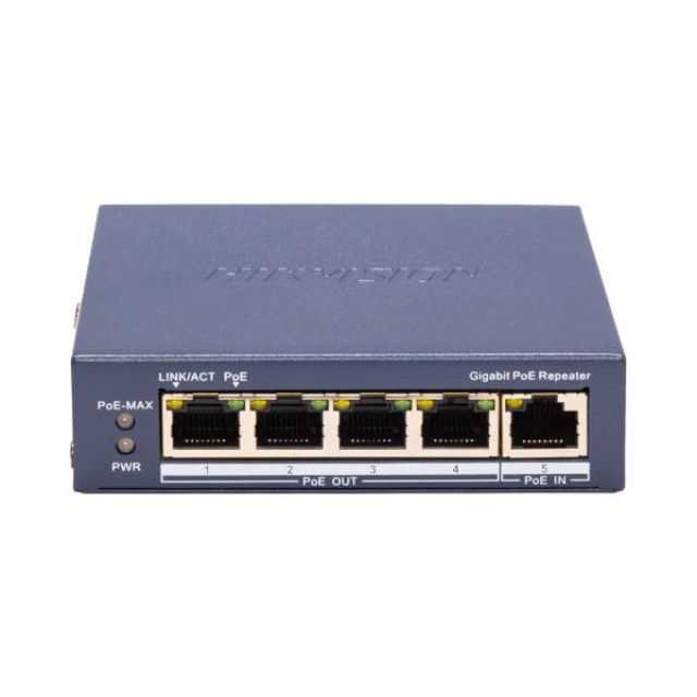 Hikvision DS-3E0505P-E/R: PoE repeater 4 θυρών για επέκταση δικτύου IP