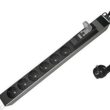 Πολύπριζο Rack 19” 1U Alu 6 θέσεων Schuko