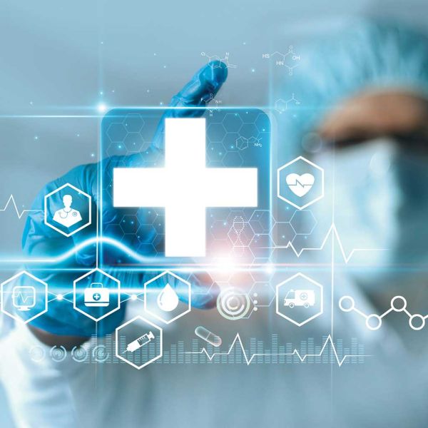 medicine doctor hold medical cross icon healthcare network innovation healthcare technology b131fa41