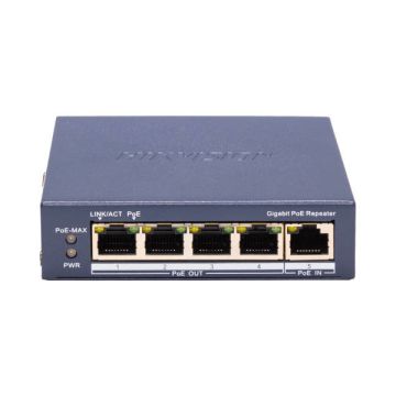 Hikvision DS-3E0505P-E/R: PoE repeater 4 θυρών για επέκταση δικτύου IP