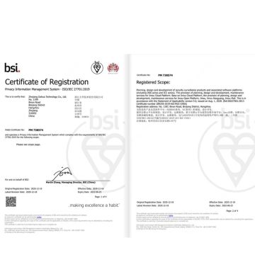 Η Dahua Technology λαμβάνει το πιστοποιητικό ISO / IEC 27701 από την BSI