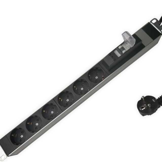 Πολύπριζο Rack 19” 1U Alu 6 θέσεων Schuko