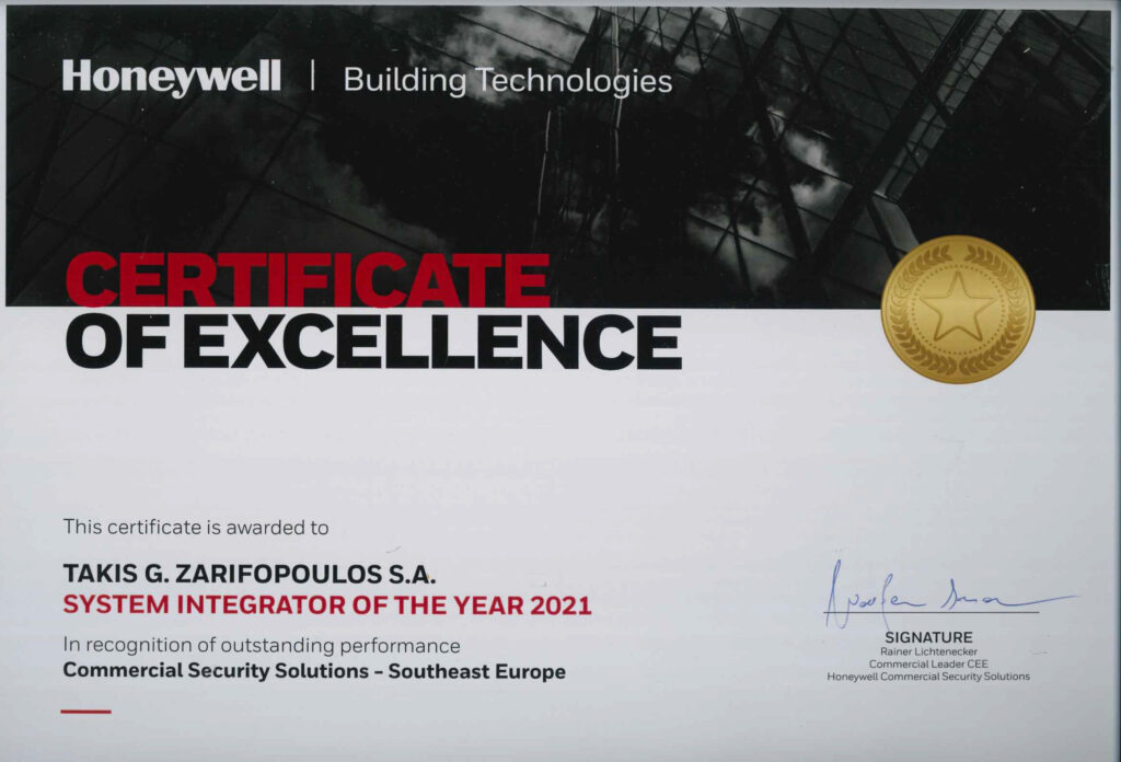 HONEYWELL CERTIFICATE OF EXCELLENCE 2021 scaled 1
